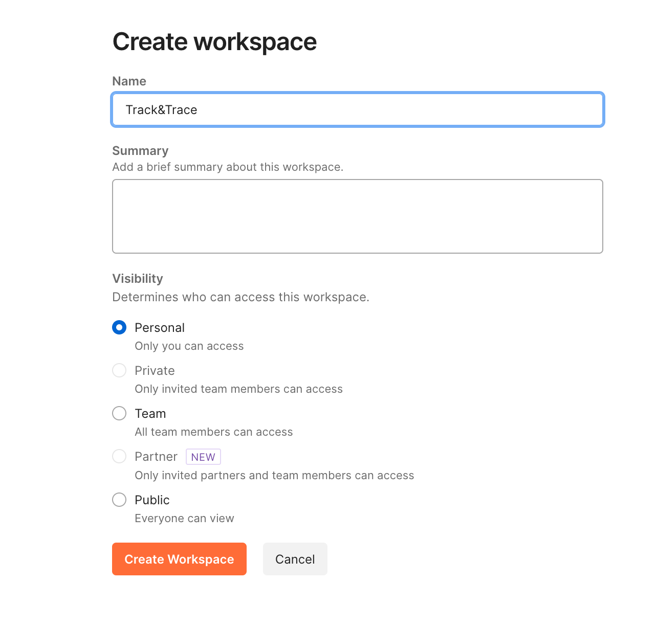 Postman create workspace